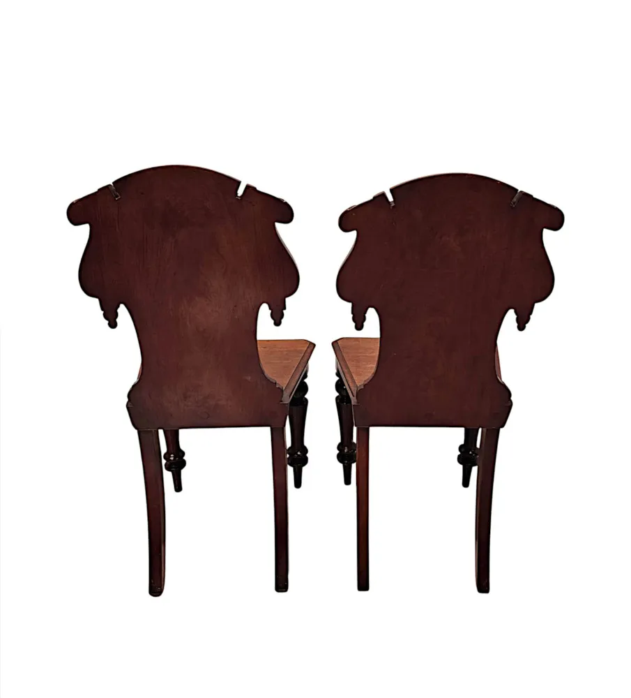 A Very Fine Pair of 19th Century Mahogany Hall Chairs