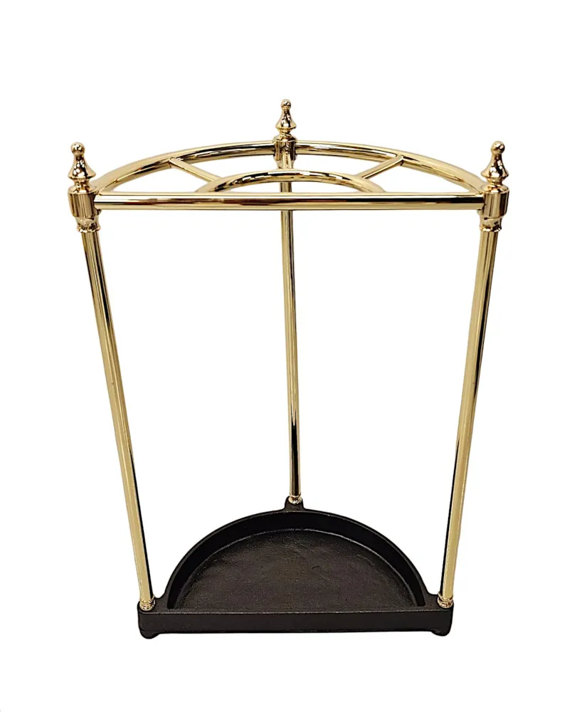  A Fabulous 19th Century Polished Brass and Cast Iron Stick and Umbrella Stand