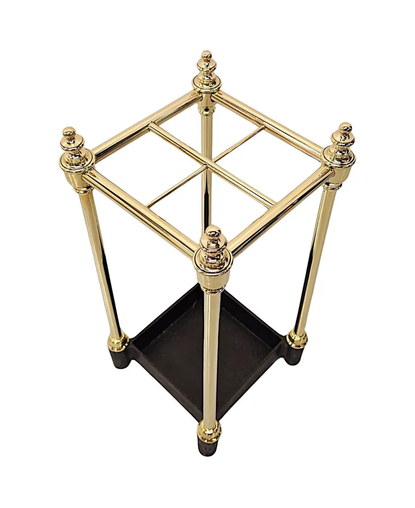  A Gorgeous 19th Century Fully Restored Polished Brass and Cast Iron Stick and Umbrella Stand