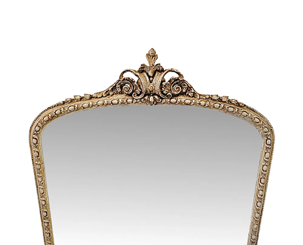 A Very Fine and Unusual 19th Century Painted and Waxed Archtop Overmantel Mirror