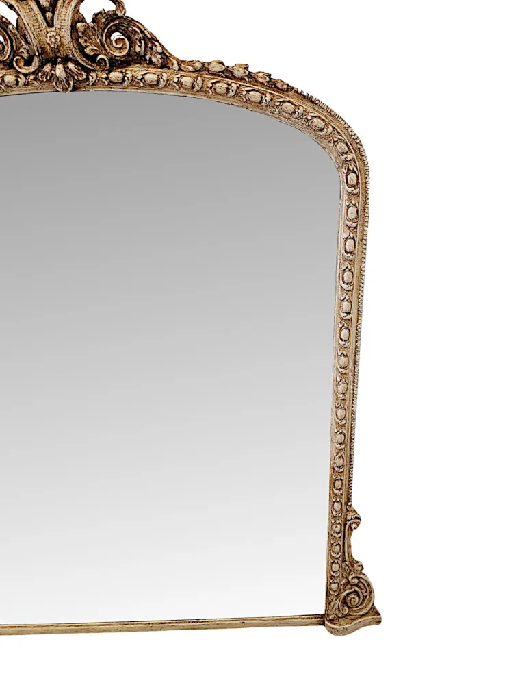 A Very Fine and Unusual 19th Century Painted and Waxed Archtop Overmantel Mirror