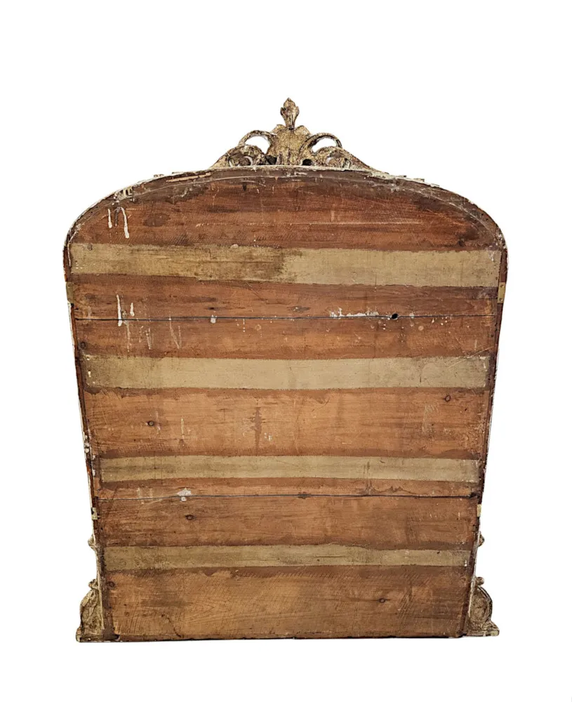 A Very Fine and Unusual 19th Century Painted and Waxed Archtop Overmantel Mirror