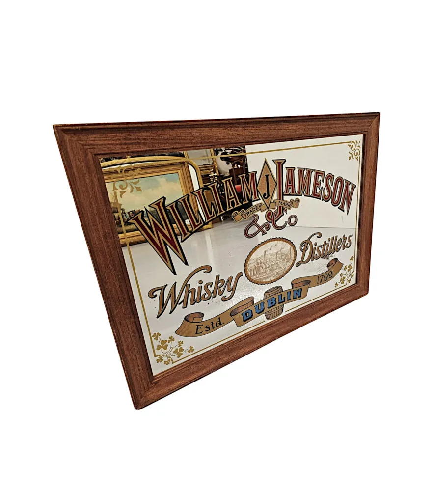 A Fabulous 20th Century Vintage 'William Jameson' Dublin Pub Whiskey Mirror 