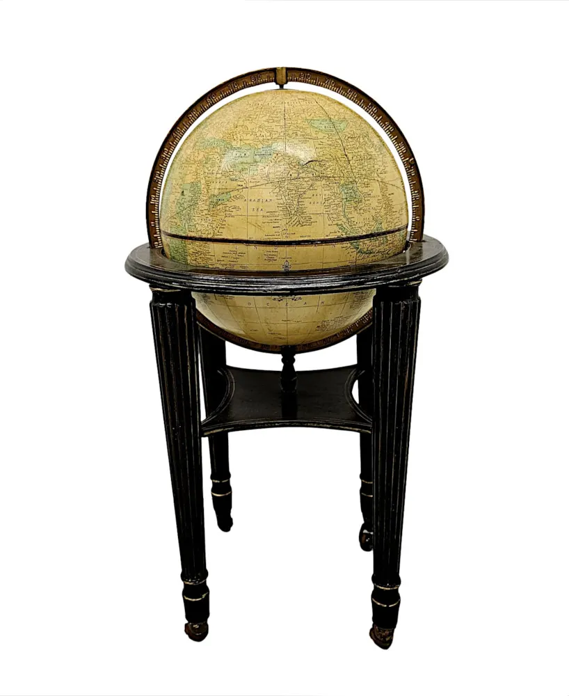 A Lovely Rare Vintage 'Crams' Imperial Globe on Earlier 19th Century Ebonised and Gilded Stand