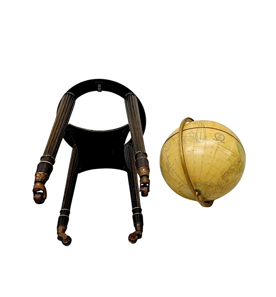  A Lovely Rare Vintage 'Crams' Imperial Globe on Earlier 19th Century Ebonised and Gilded Stand