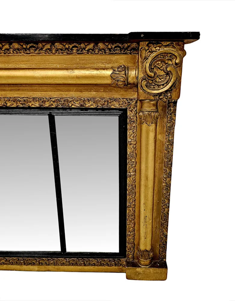  A Stunning Unusual 19th Century Giltwood Tryptch Overmantel Mirror