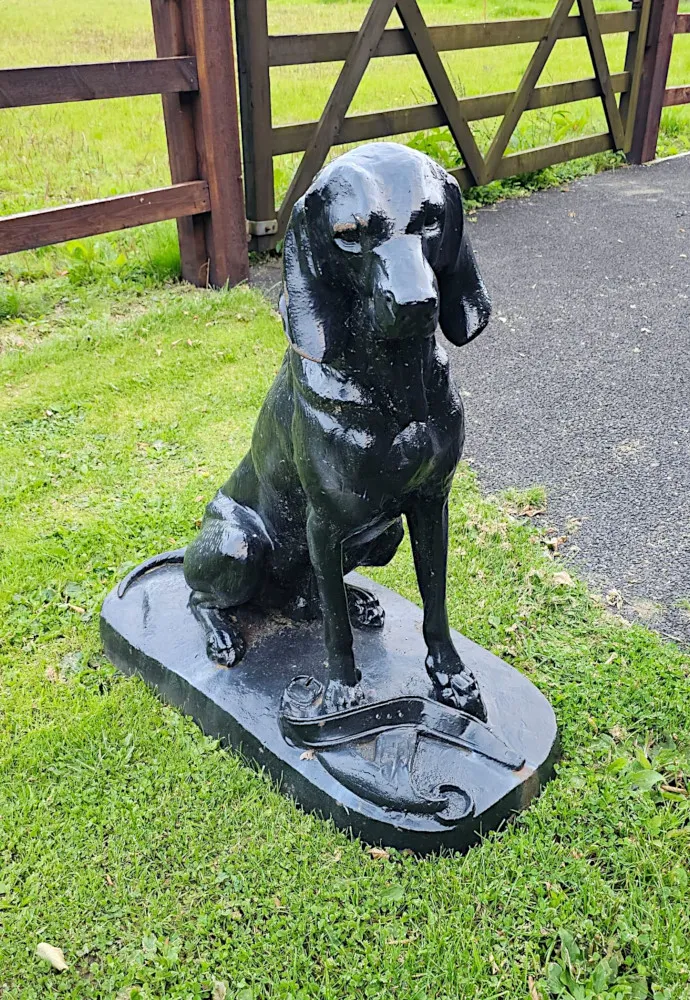 A Rare Pair of 20th Century Animalier Cast Iron Hunting Dogs