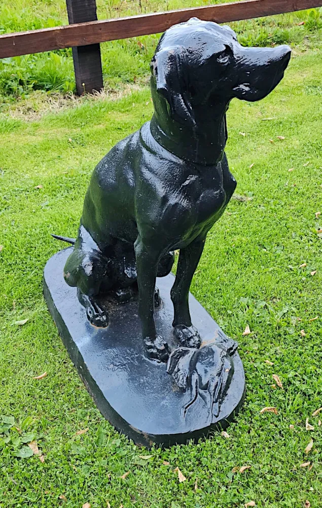 A Rare Pair of 20th Century Animalier Cast Iron Hunting Dogs
