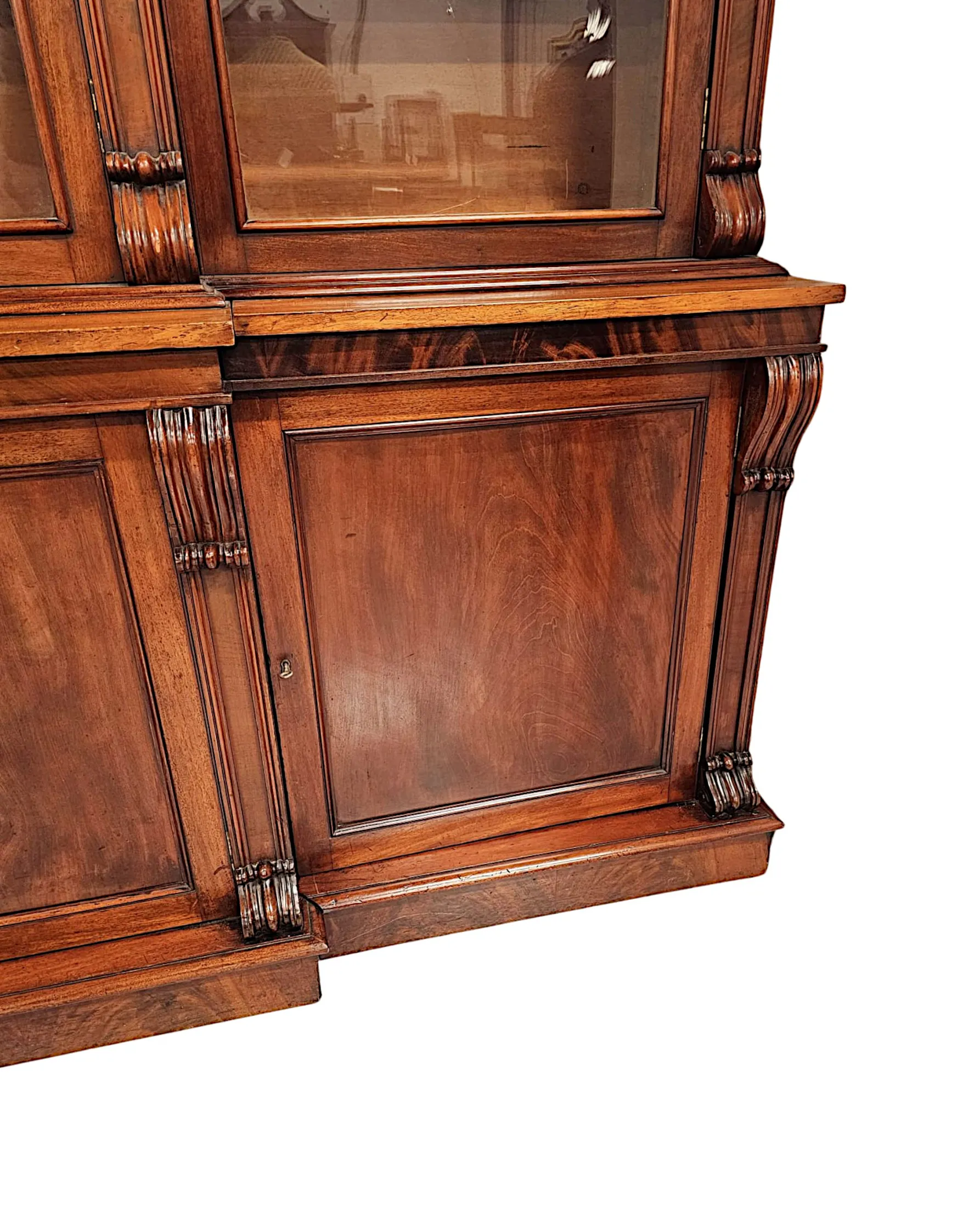 A Very Rare 19th Century Irish Four Door Breakfront Bookcase Labelled 'Strahan of Dublin'