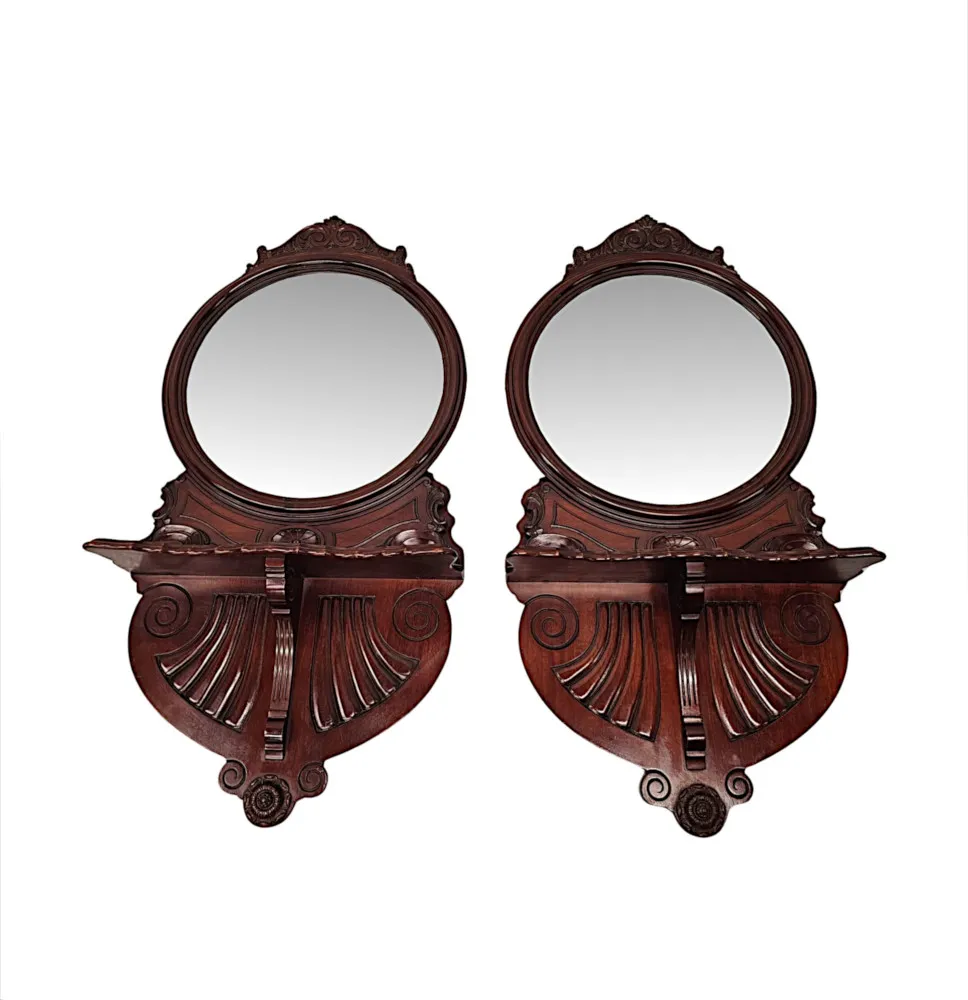  A Very Rare Pair of 20th Century Mahogany Pier Mirrors