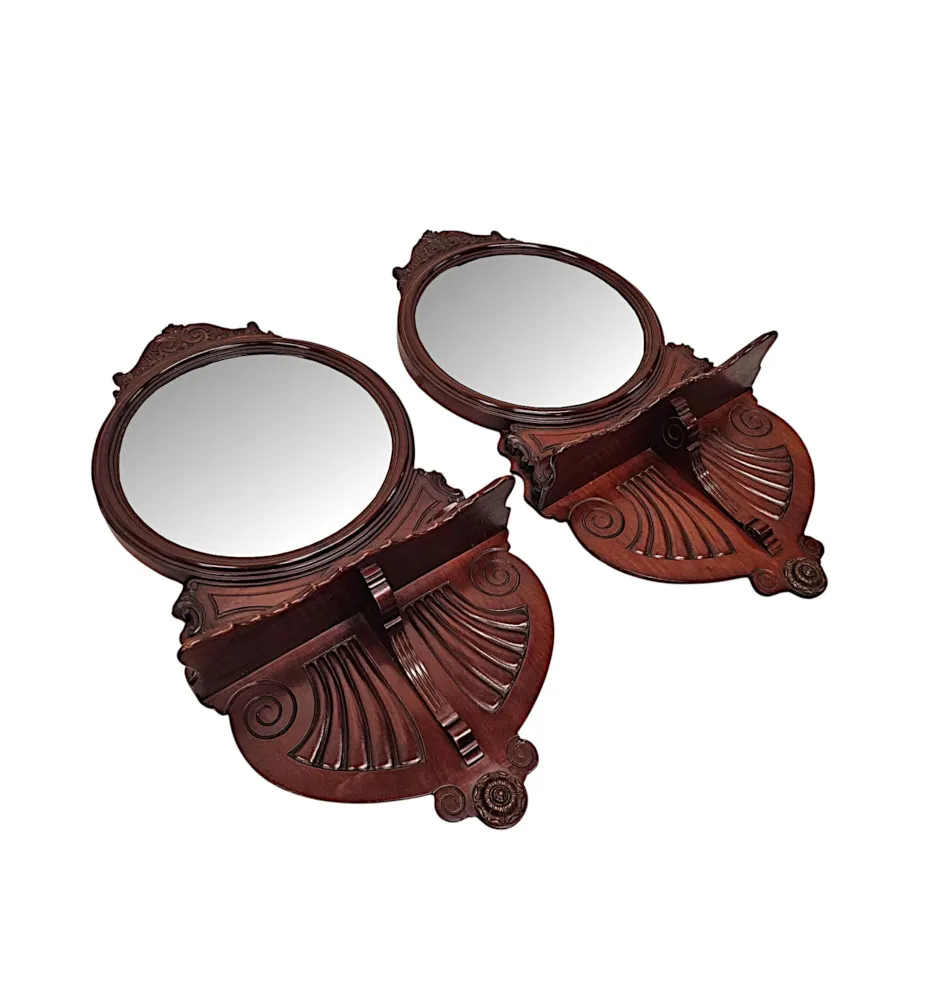  A Very Rare Pair of 20th Century Mahogany Pier Mirrors