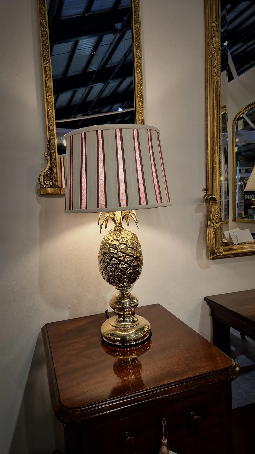  A Very Rare Pair of 1970's Brass Pineapple Table Lamps