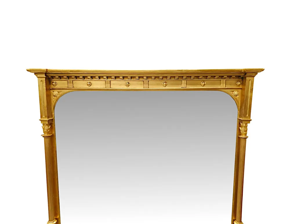  A Very Fine and Large 19th Century Giltwood Overmantel Mirror