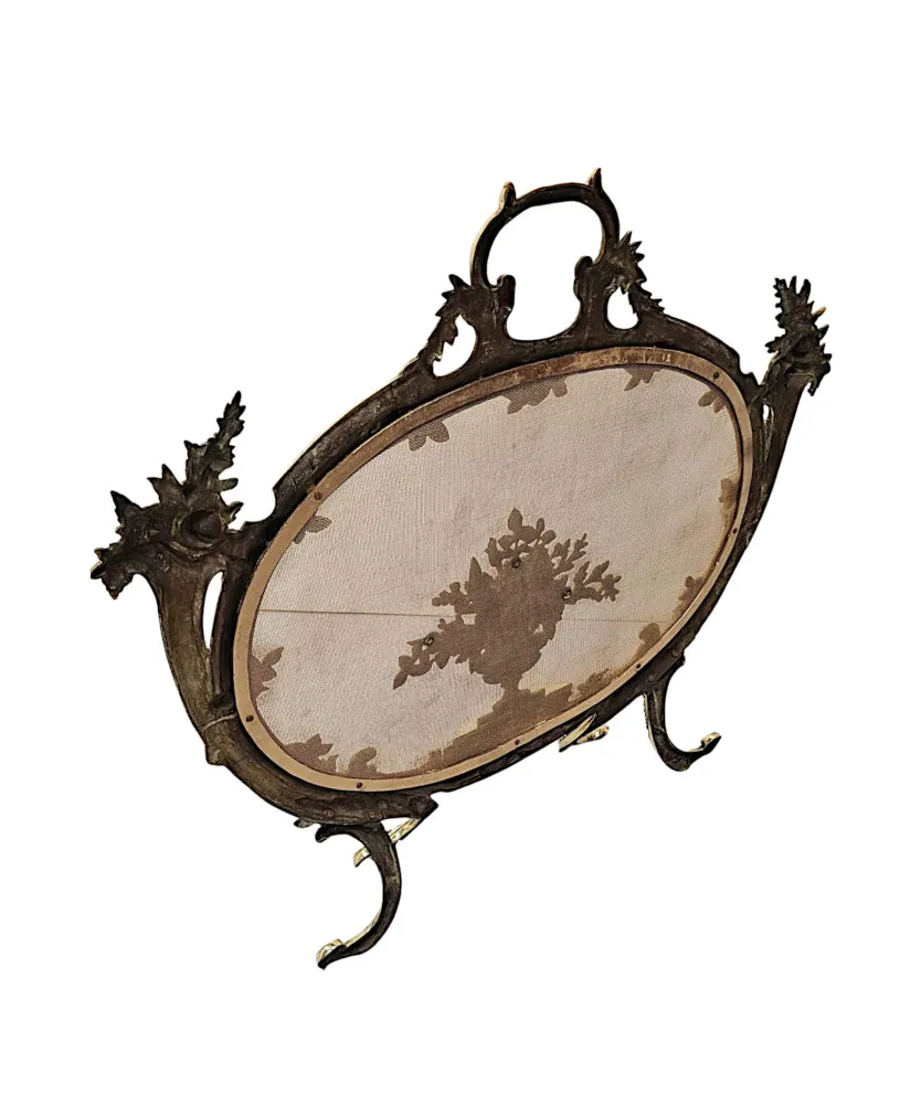  A Very Fine 19th Century Fully Restored Brass Fire Screen 