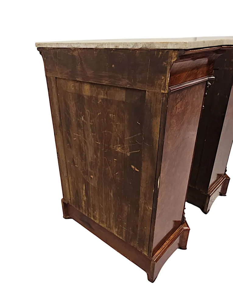 A Very Rare Pair of 19th Century Carrara White Marble Top Cabinets
