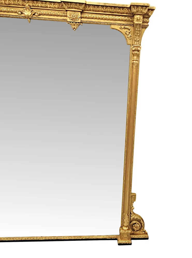 A Stunning Large 19th Century Giltwood Overmantel Mirror