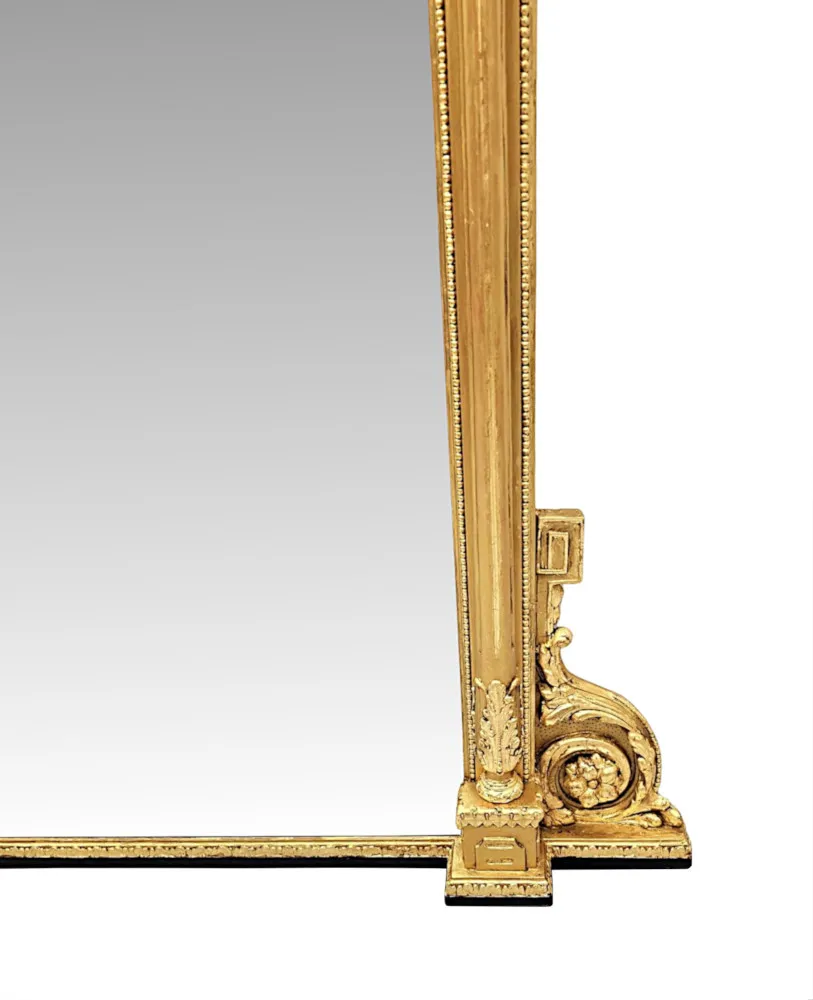 A Stunning Large 19th Century Giltwood Overmantel Mirror