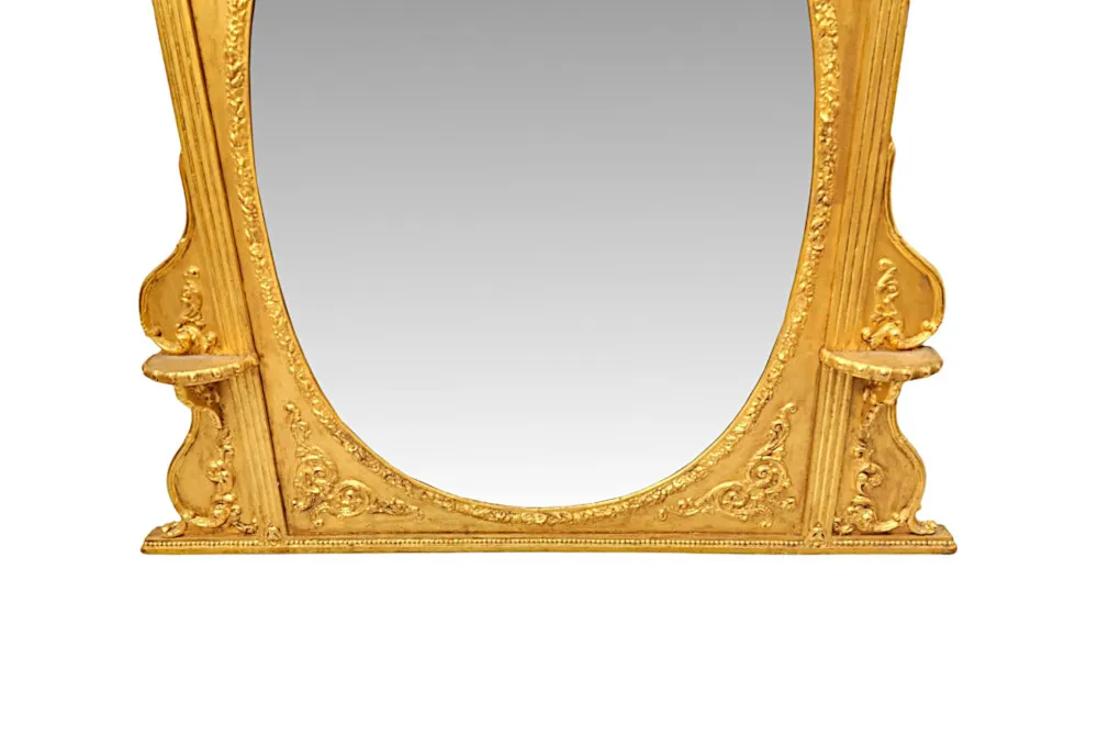A Stunning 19th Century Adams Design Giltwood Overmantel or Hall Mirror 