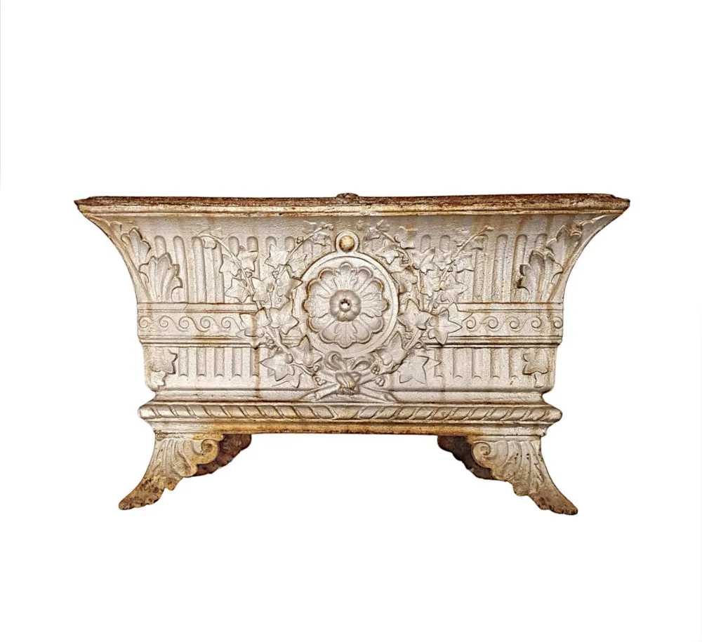  A Very Rare and Fine Pair of 19th Century Cast Iron Garden Planters