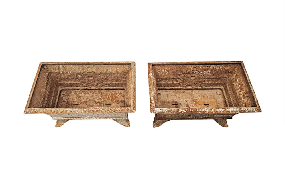  A Very Rare and Fine Pair of 19th Century Cast Iron Garden Planters