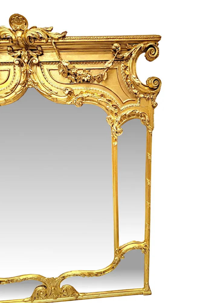  A Very Rare and Impressive 19th Century Giltwood Margin Overmantel Mirror