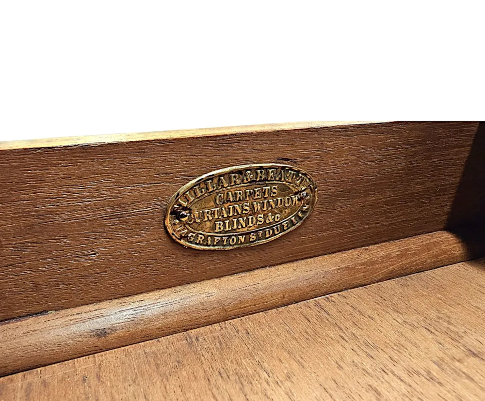 A Very Rare Late 19th Century Inlaid Leather Top Kidney Shape Desk Labelled 'Millar and Beatty Dublin'