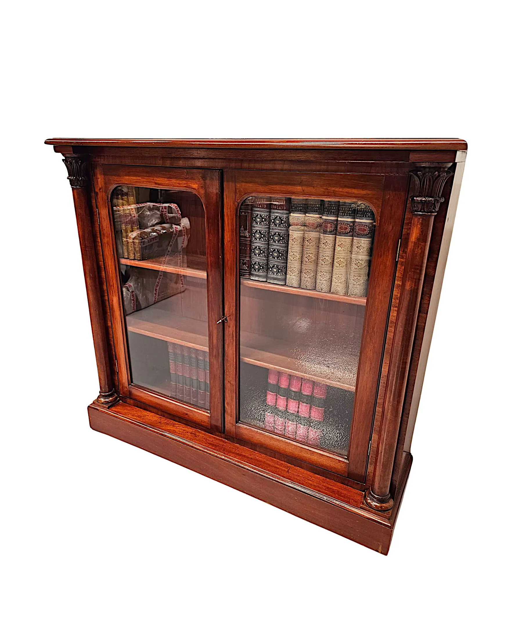 A Very Fine 19th Century Irish Mahogany Floor Bookcase in the Manner of 'Williams and Gibton'