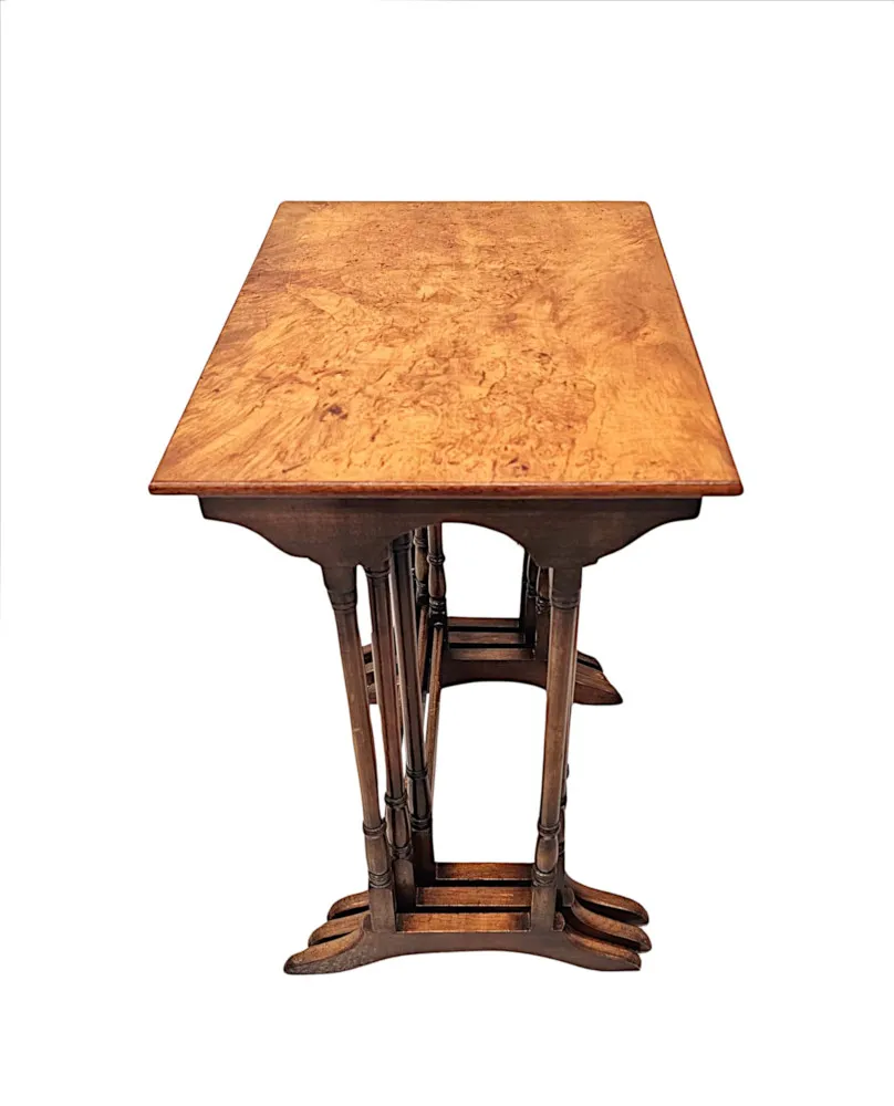  A Fabulous Early 20th Century Burr Elm Nest of Three Tables