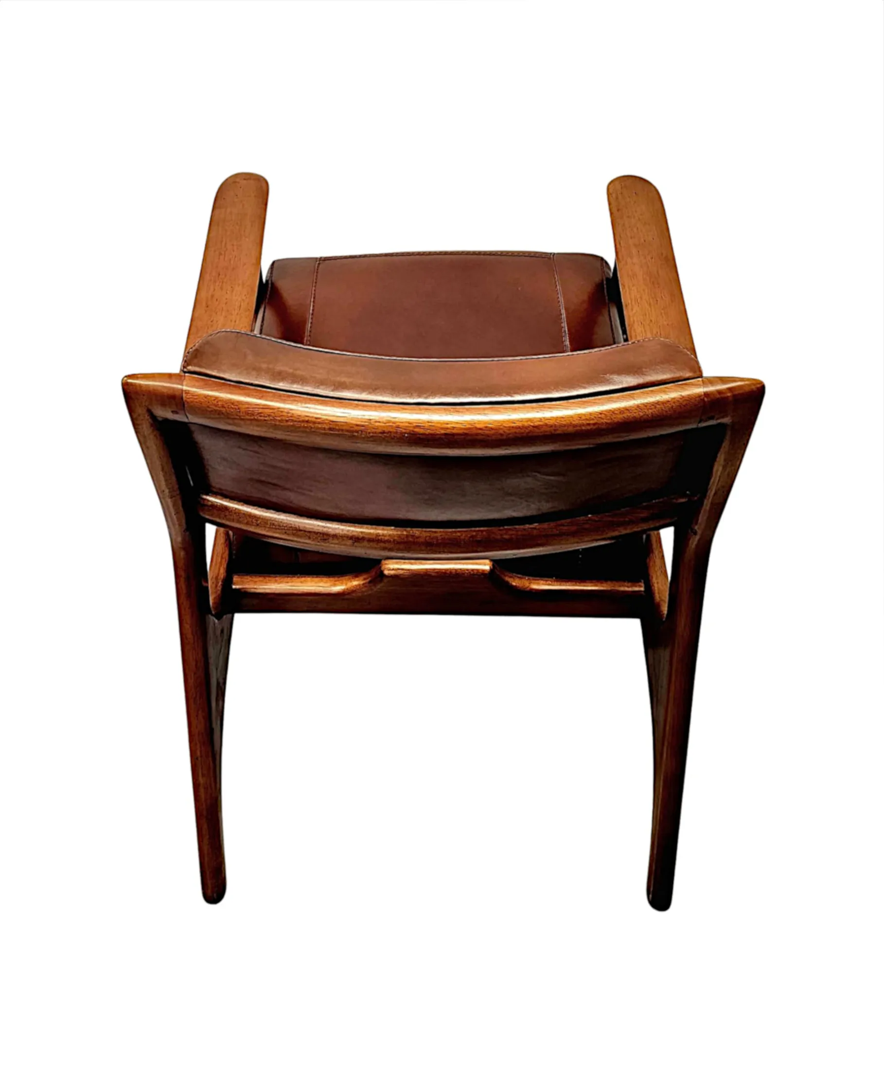 A Stunning Mid Century Design Leather and Walnut Armchair