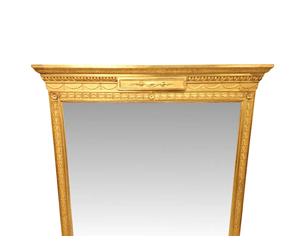 A Very Fine Tall 19th Century Giltwood Hall Mirror in the Adams Design