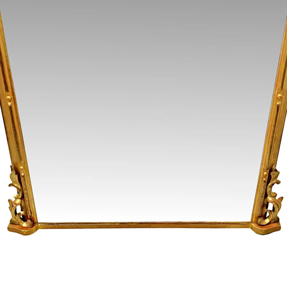 A Stunning Neat Size 19th Century Giltwood Archtop Overmantel Mirror