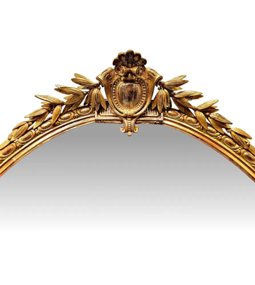 A Very Rare Large 19th Century Giltwood Oval Overmantel Mirror 