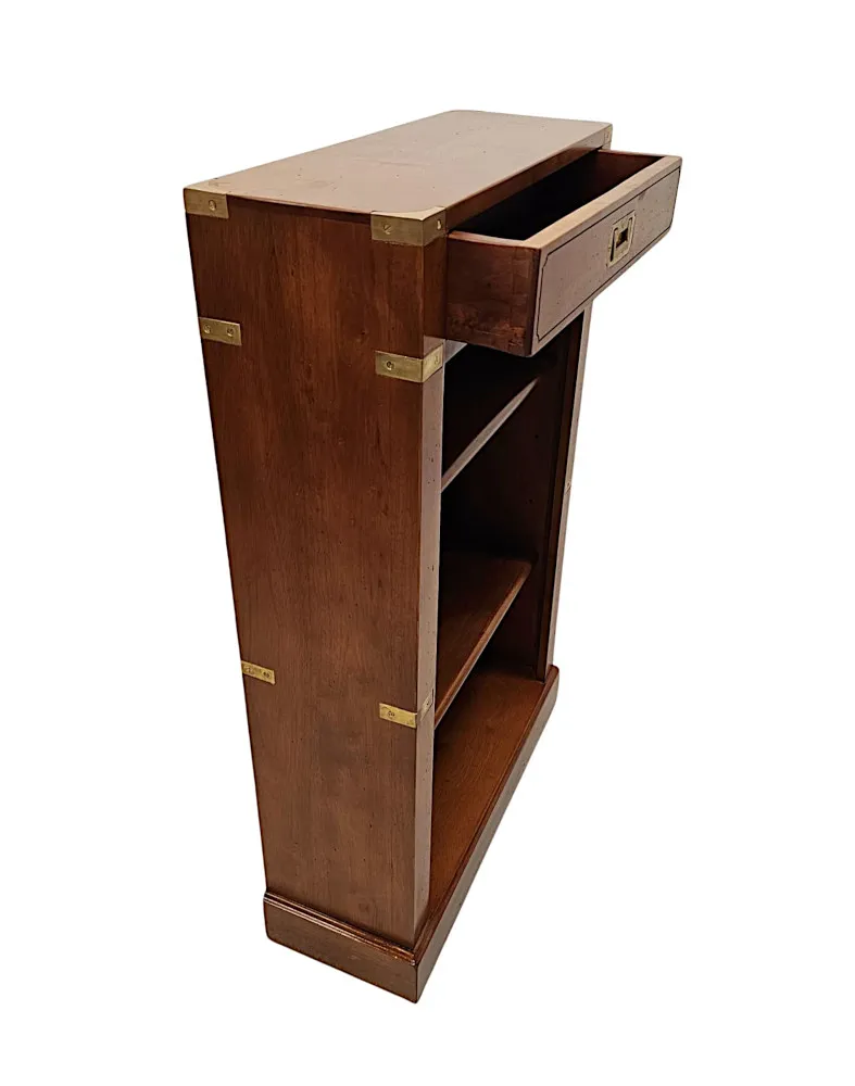  A Gorgeous Hand Made Brass Mounted Campaign Style Open Bookcase 
