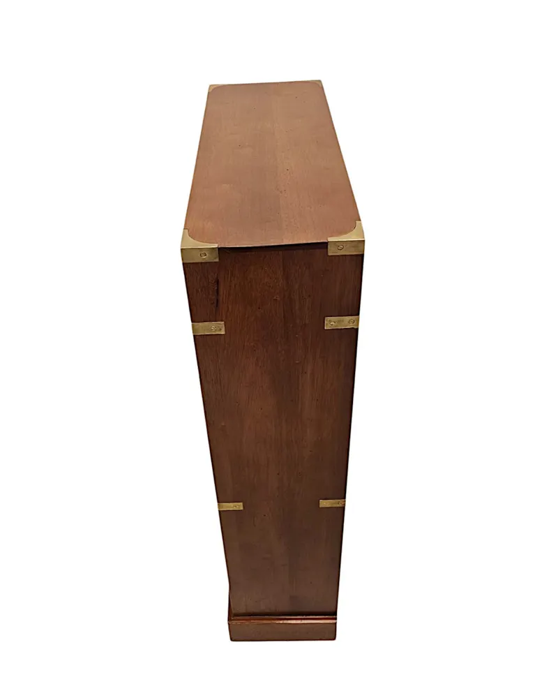  A Gorgeous Hand Made Brass Mounted Campaign Style Open Bookcase 