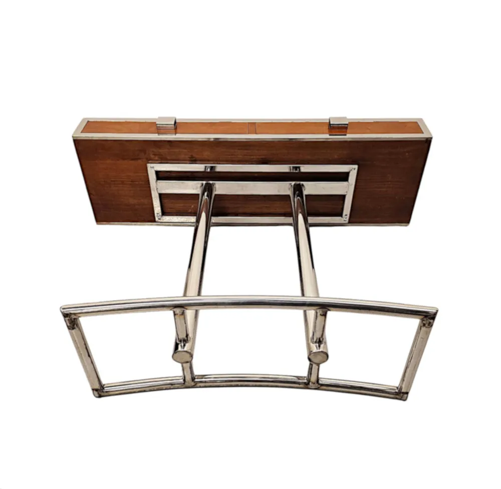 A Fabulous Hand Made Art Deco Design Walnut and Chrome Console Table