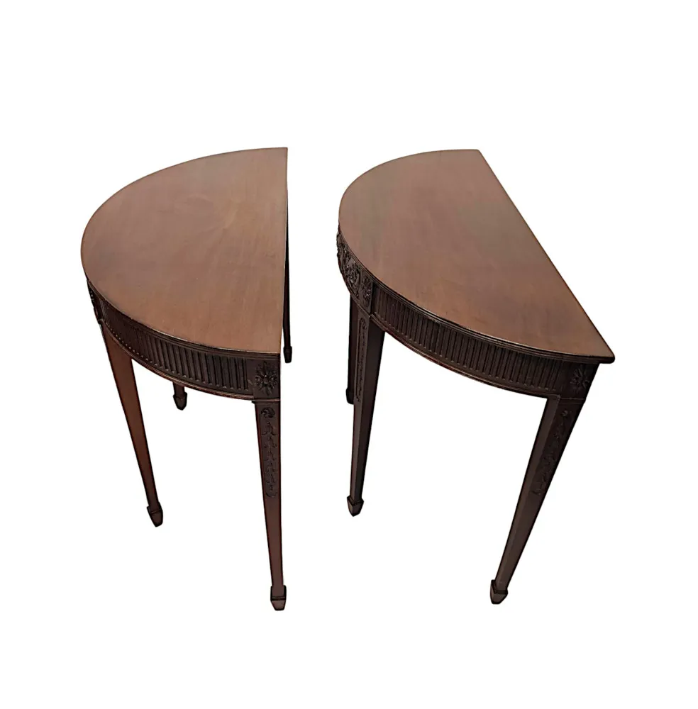 A Very Rare Pair of Late 19th Century Adams Design Demi-Lune Side or Console Tables