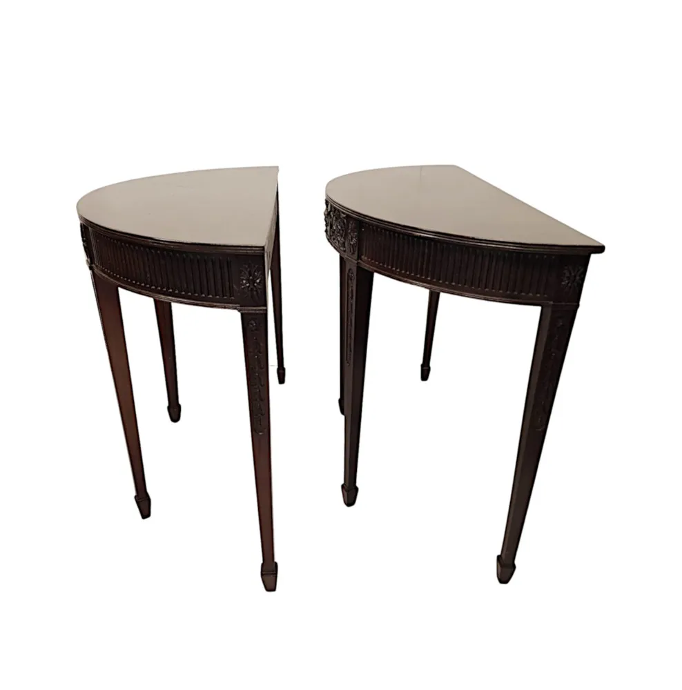 A Very Rare Pair of Late 19th Century Adams Design Demi-Lune Side or Console Tables