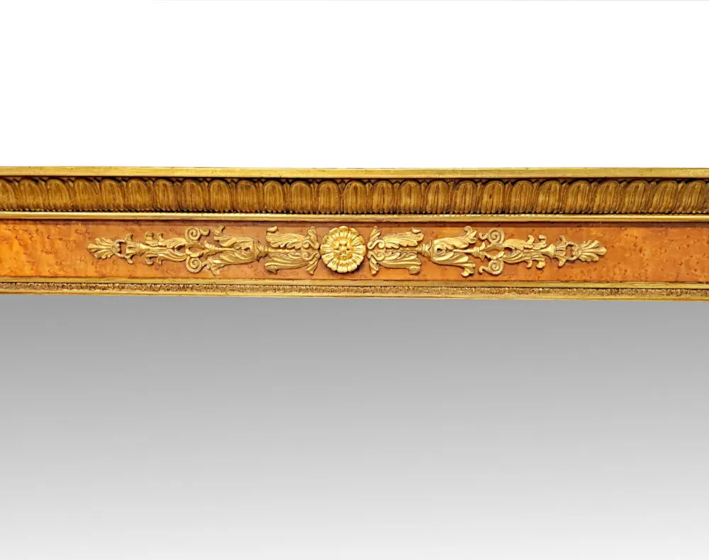  A Very Rare Large 19th Century Birds Eye Maple and Giltwood Overmantel Mirror