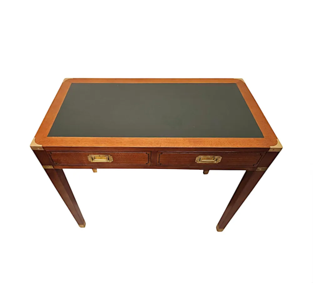 A Fabulous Walnut and Leather Campaign Style Desk