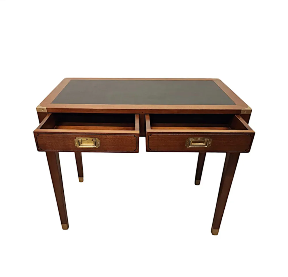 A Fabulous Walnut and Leather Campaign Style Desk