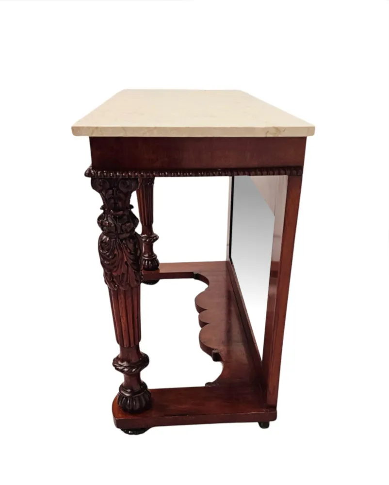 A Stunning 19th Century Marble Top Mirror Back Console Table