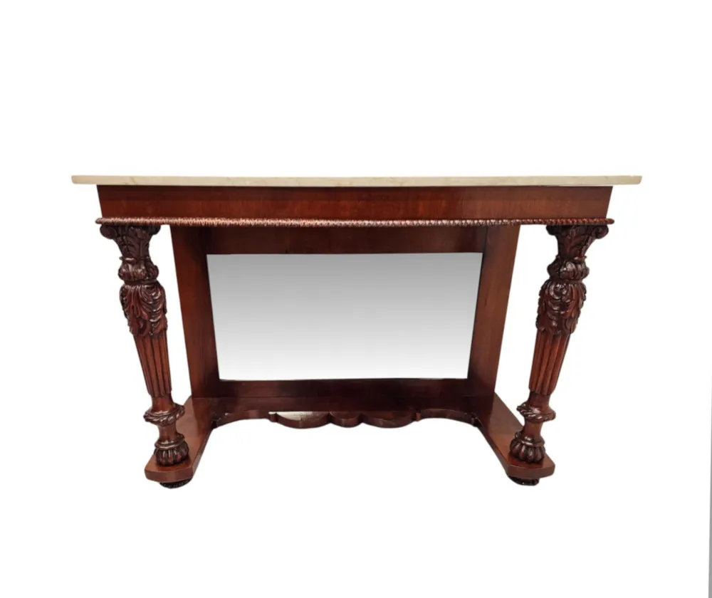 A Stunning 19th Century Marble Top Mirror Back Console Table