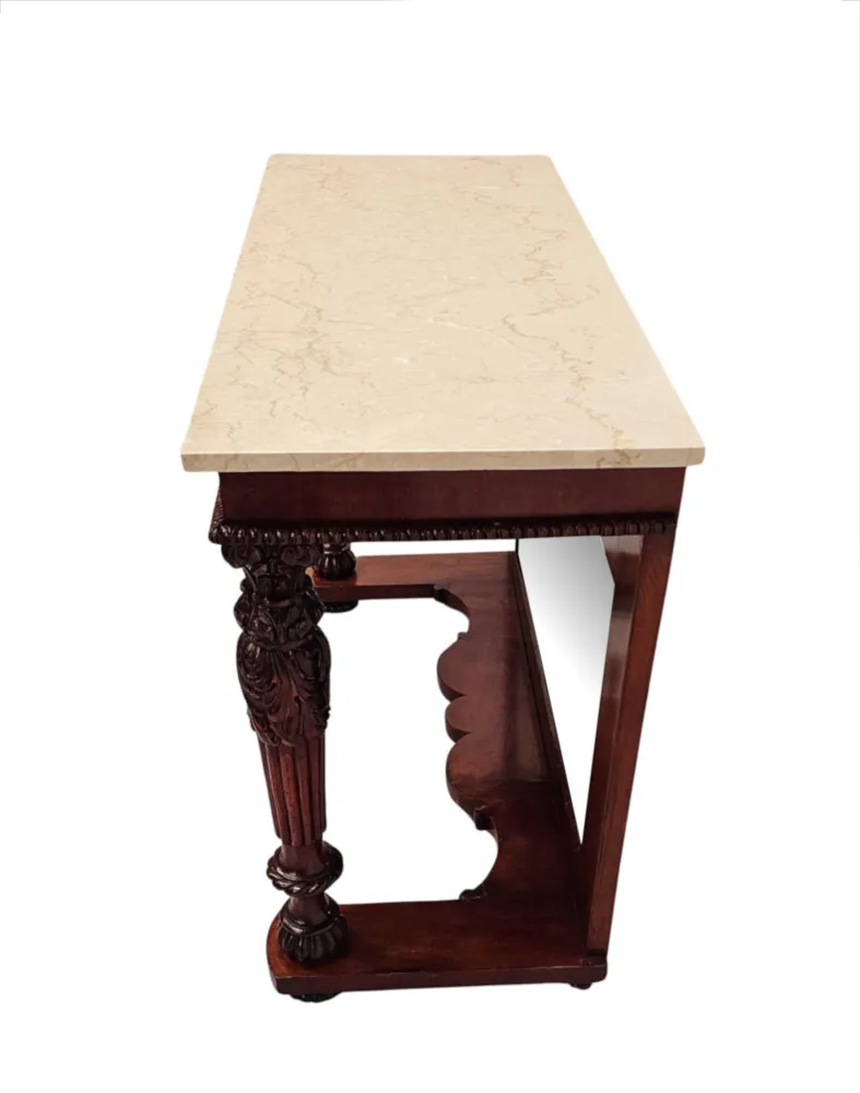 A Stunning 19th Century Marble Top Mirror Back Console Table
