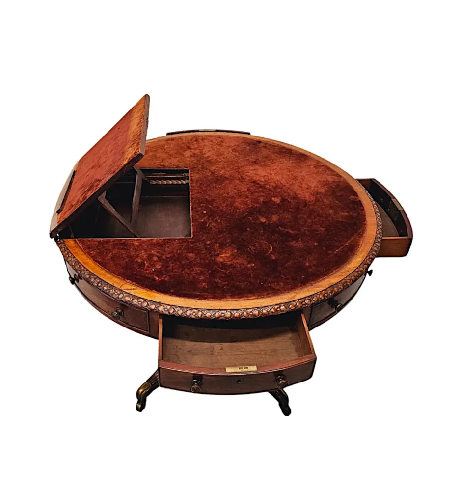 A Very Rare Early 19th Century Regency Revolving Drum Library Centre Table 