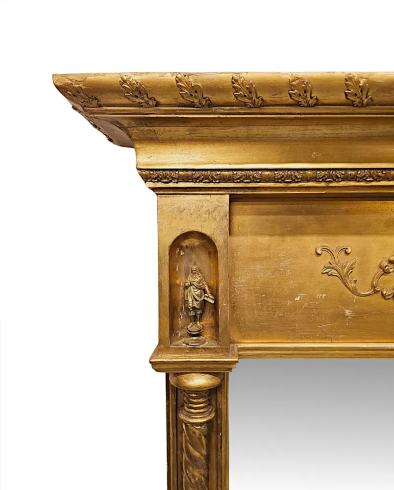 A Very Fine Large 19th Century Giltwood Dressing or Leaner Mirror