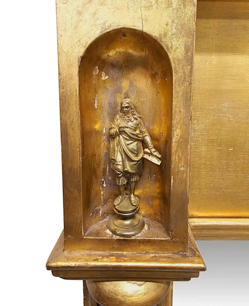 A Very Fine Large 19th Century Giltwood Dressing or Leaner Mirror