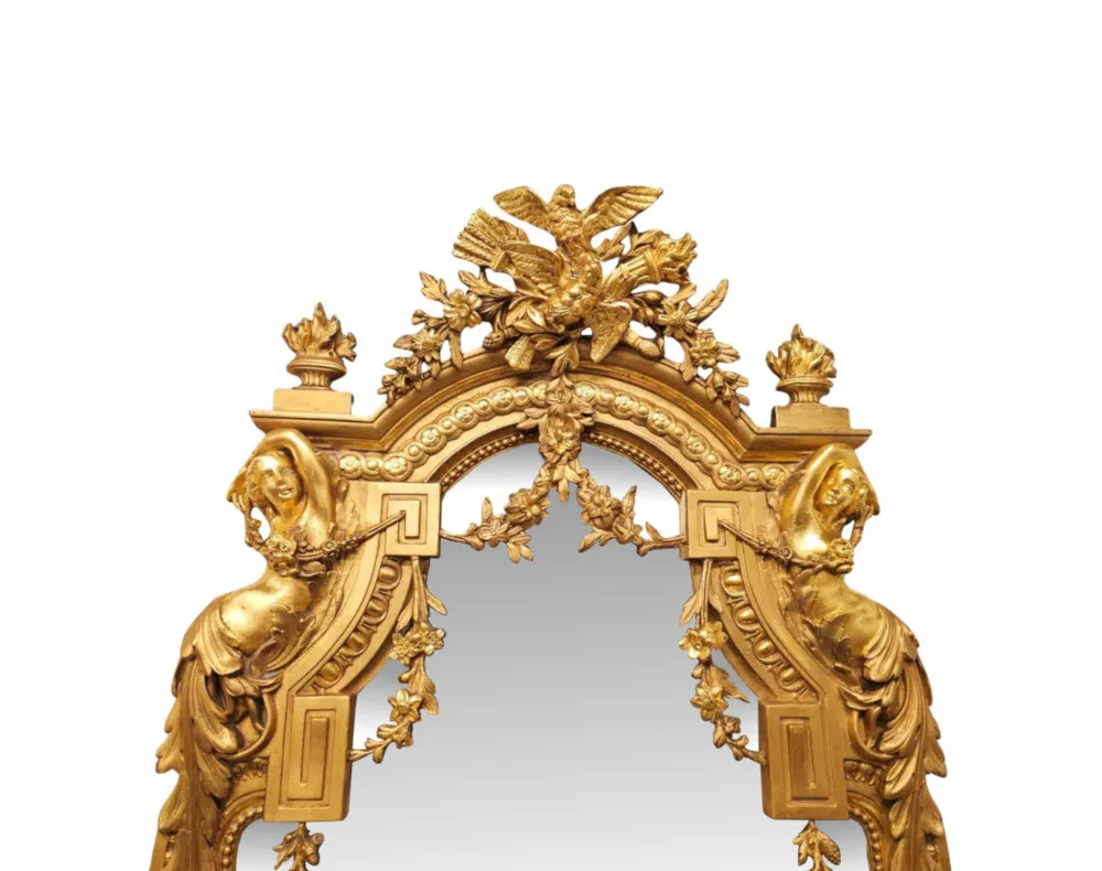 A Very Rare Tall and Narrow 19th Century Giltwood  Dressing, Pier or Hall Mirror