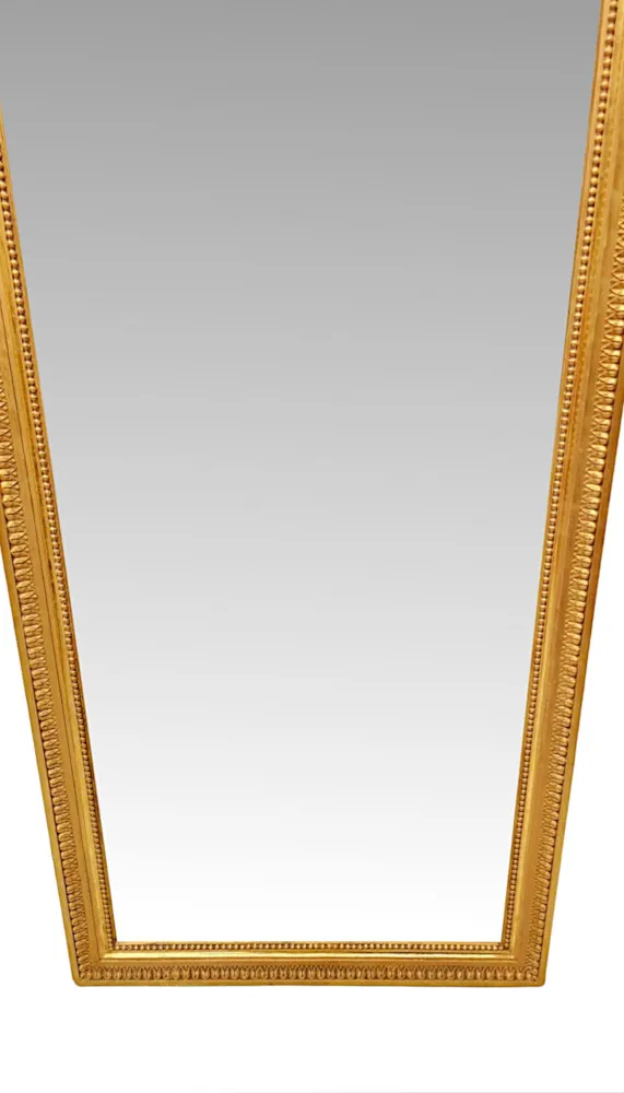 A Very Rare Tall and Narrow 19th Century Giltwood  Dressing, Pier or Hall Mirror