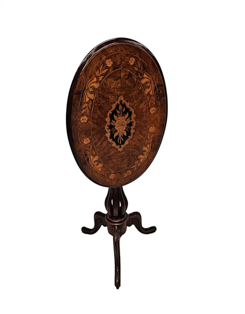 A Stunning 19th Century Marquetry Inlaid Flip Top Occasional or Lamp table