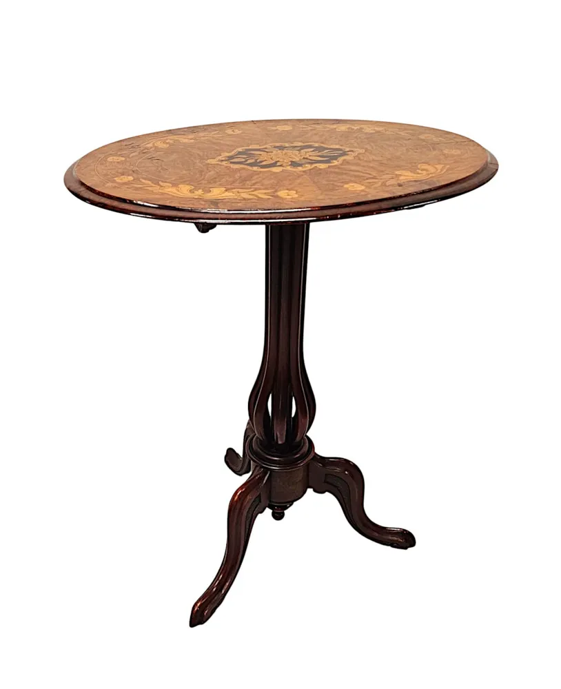 A Stunning 19th Century Marquetry Inlaid Flip Top Occasional or Lamp table